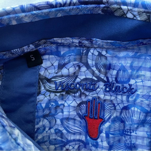 Visconti Black Men’s Button Down Shirt Size Small Blue Pattern Long Sleeve - Picture 5 of 7